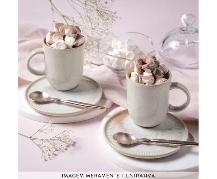 Jogo de Canecas com Pires Coup Stoneware Latte Cru - image 1