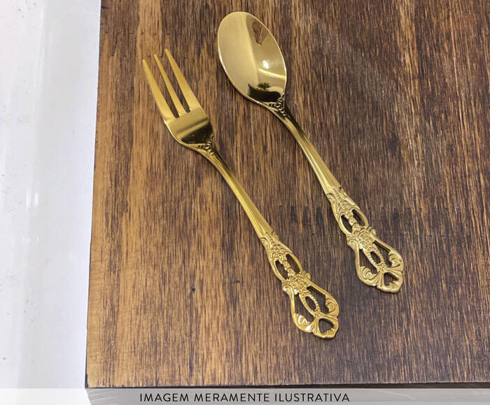 Par de Talheres para Sobremesa - Dourado image number 5