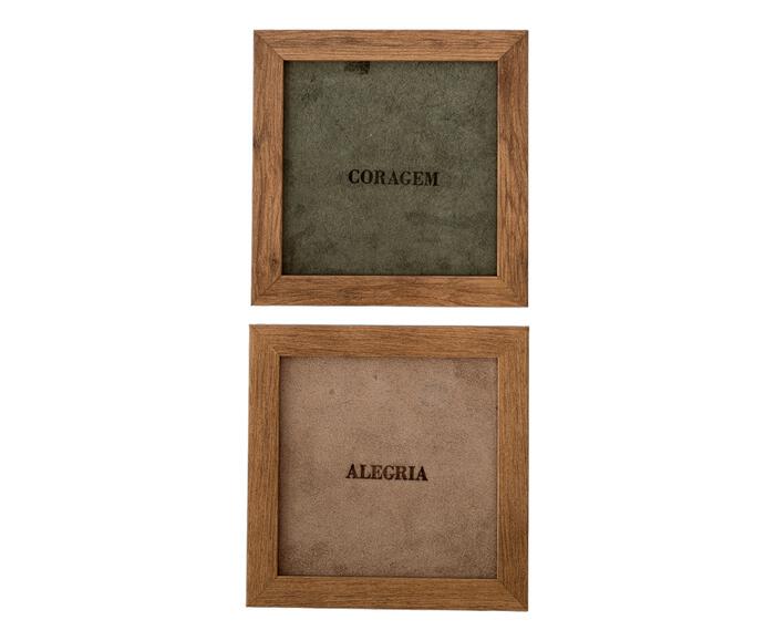 Jogo de Quadros "Alegria e Coragem" Verde e Fendi - image 1