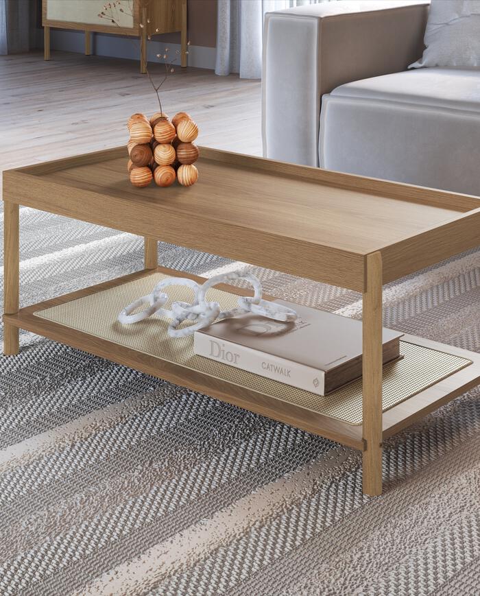 Mesa de Centro Retangular com Prateleira Tela Oslo Hanover - image 1