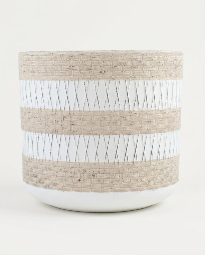 Cachepot Flin Bege e Branco Grande image number 3
