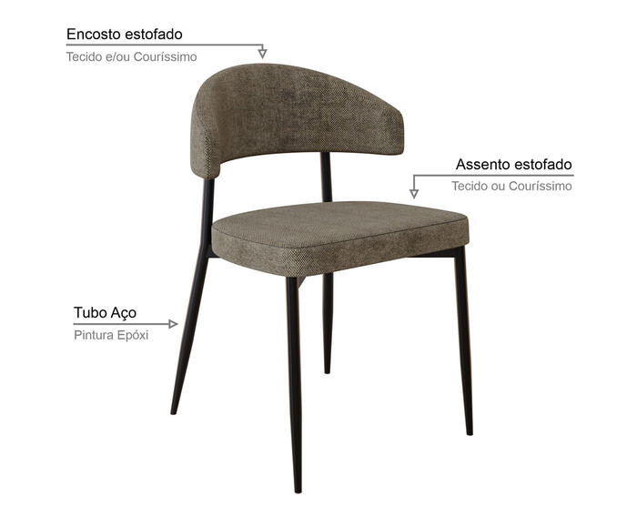 Cadeira Bless Fixa Lautrec Marrom e Preto Fosco image number 4