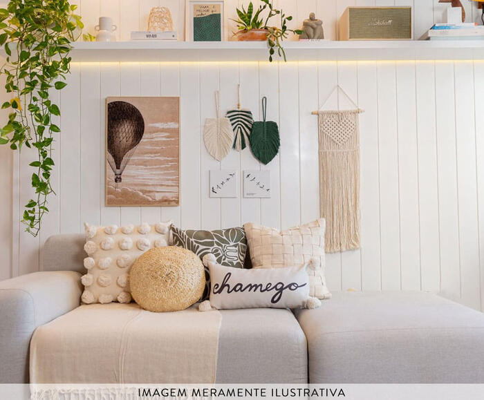 Macram&ecirc; Decorativo de Folha Verde e Branco - image 1