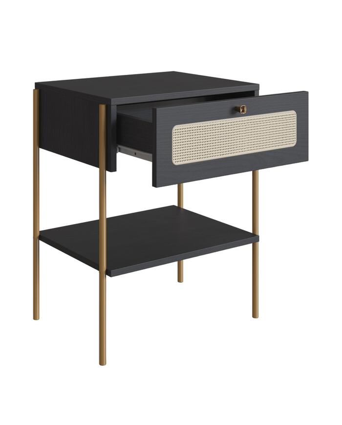 Mesa de Cabeceira Tela Oslo Nero e Dourado image number 2