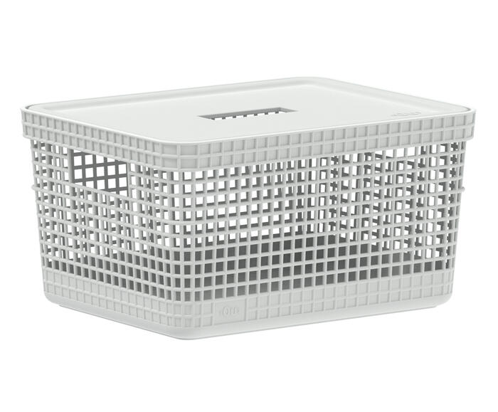 Cesto com Tampa Grid I Branco - image 1