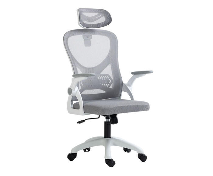 Cadeira Office Columbus Branca com Tela Mesh Cinza - image 0