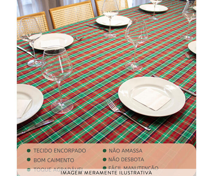 Toalha de Mesa Xadrez Verde e Vermelho image number 4