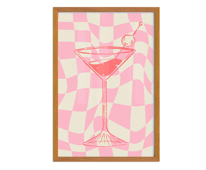 Quadro Dry Martini Pink com Moldura em Madeira - image 0