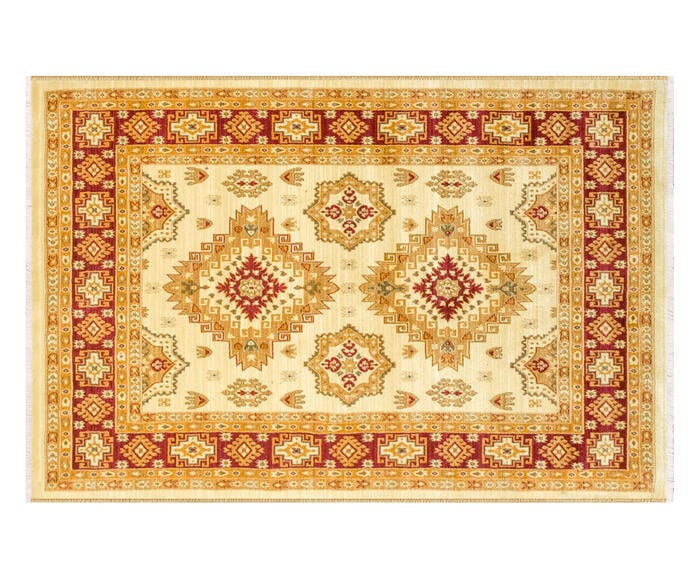 Tapete Turco Isparta Bolvadin Vermelho e Marfim - image 1