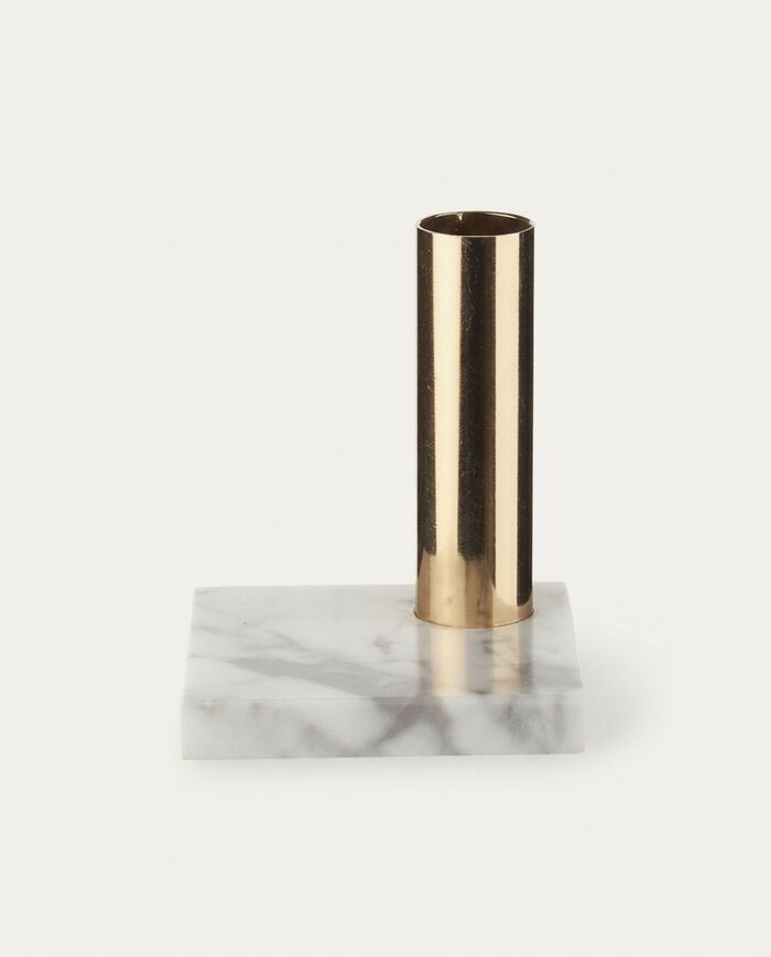 Casti&ccedil;al de Pedra e Metal Cr&eacute;dible Branco e Dourado - image 1