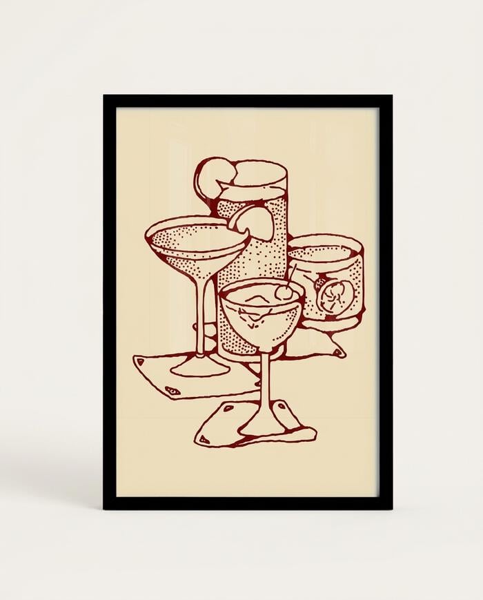 Quadro Cocktails com Moldura Preta - image 0