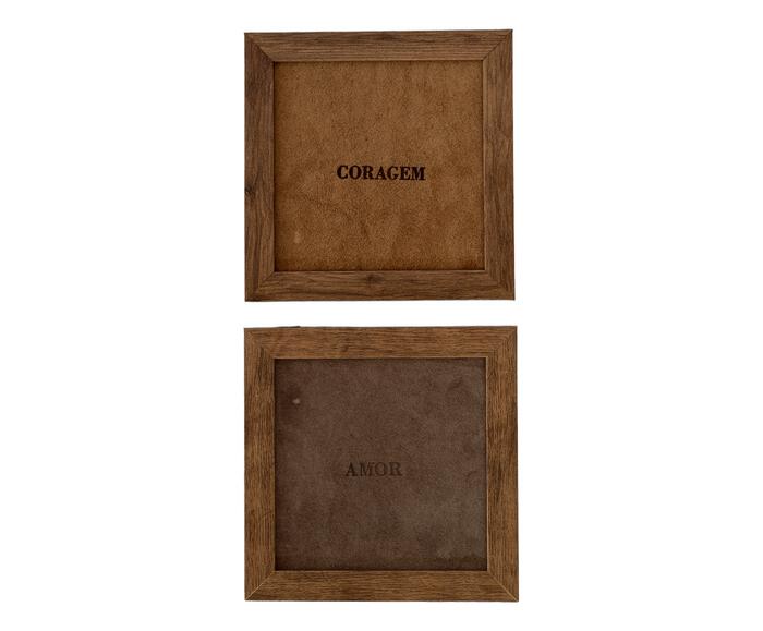 Jogo de Quadros "Coragem e Amor" Caramelo e Fendi - image 1