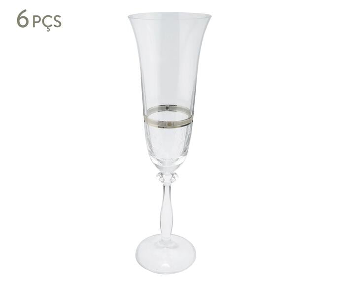 Jogo de Ta&ccedil;as para Champanhe em Cristal Angela Platinum Rim - image 0