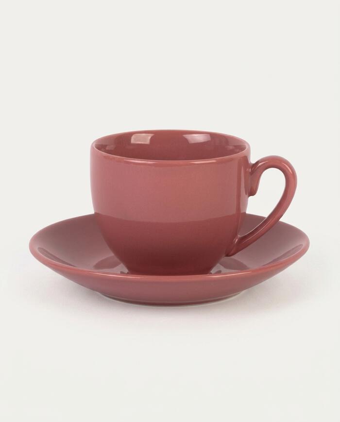 Xicara e Pires Para Caf&eacute; Mix And Match em Porcelana Vermelho Blush - image 0