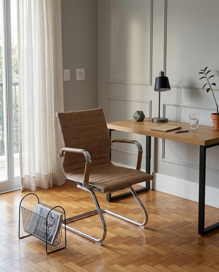 Cadeira Fixa Office Eames Esteirinha Castanho image number 2