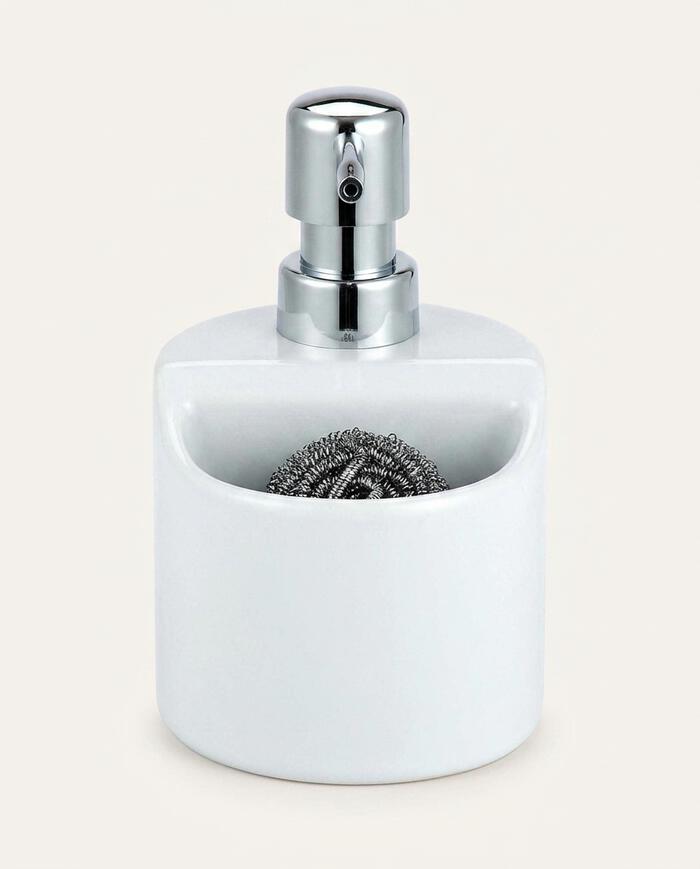 Dispenser para Detergente com Esponja Clean Up Branco image number 3