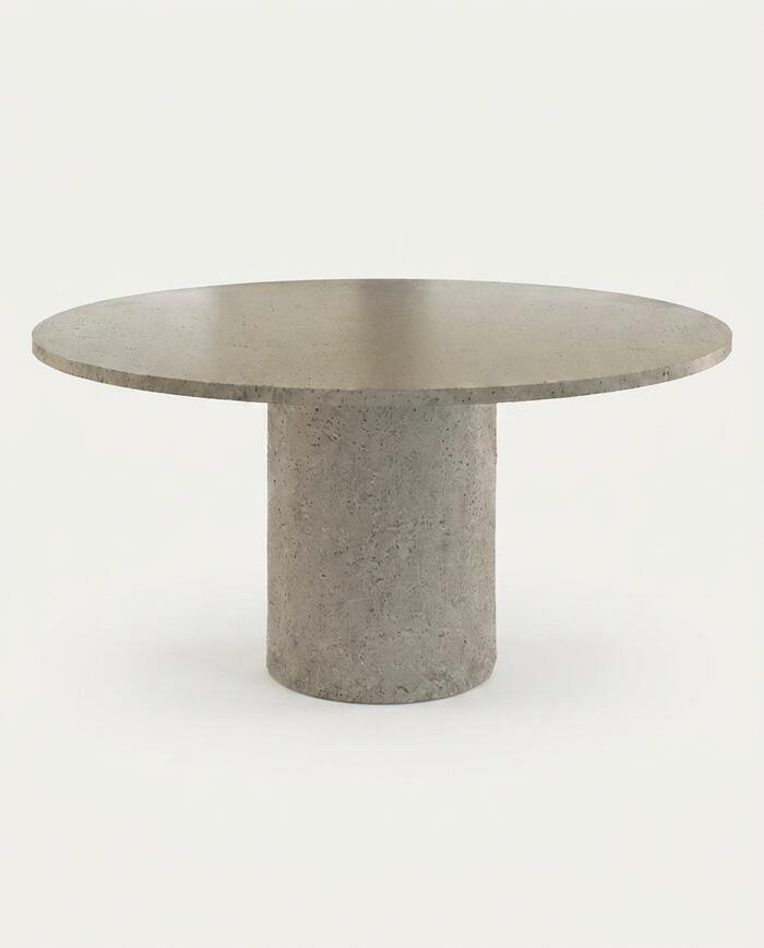 Mesa de Jantar  Cil&iacute;ndrica com Tampo C&iacute;rculo Cinza Claro - image 1