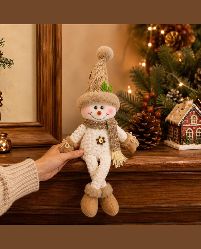 Boneco de Neve Gorro Pompom Bege - image 1
