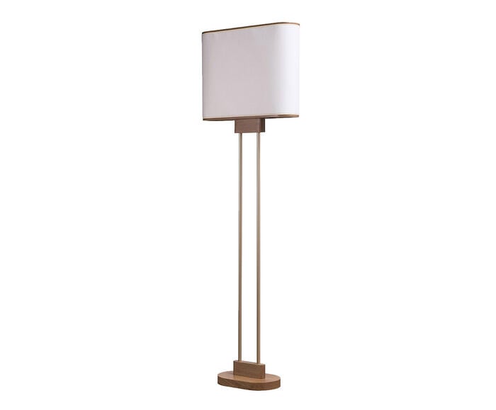 Lumin&aacute;ria De Piso Duo Dourado C&uacute;pula Linho Cru - image 0