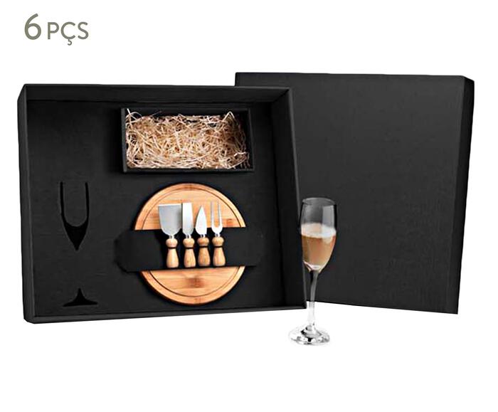 Jogo para Queijo E Champagne em Inox E Bambu Inave - image 0