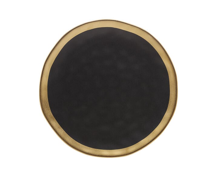 Prato Raso de Porcelana Dubai Preto e Dourado image number 4