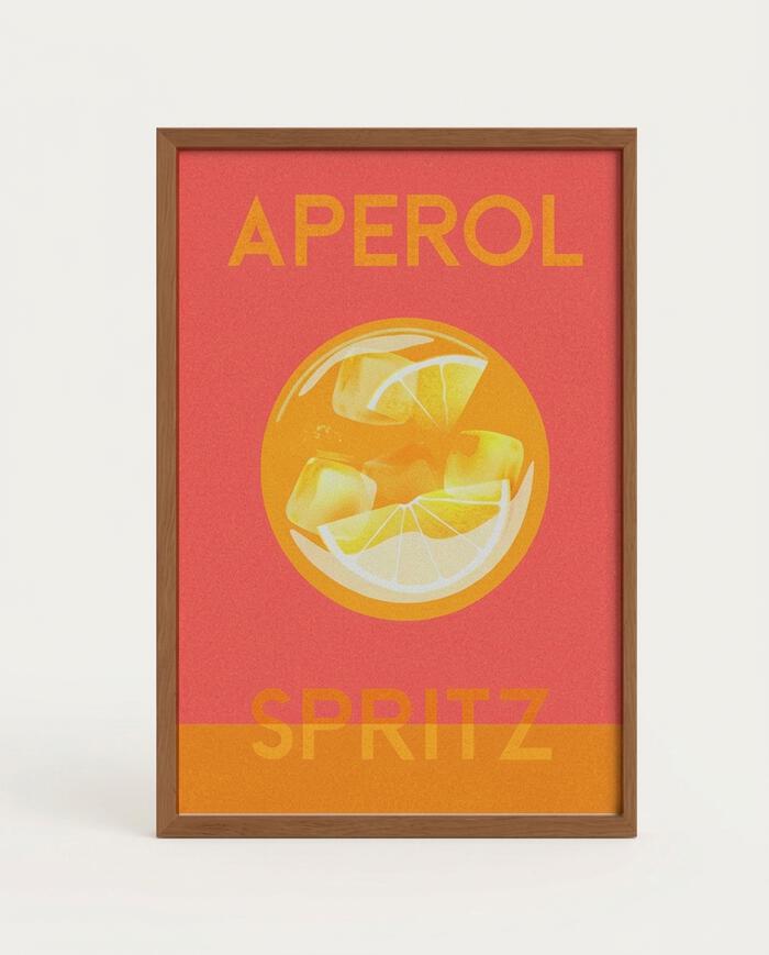 Quadro Aperol Pixel com Moldura em Madeira - image 0