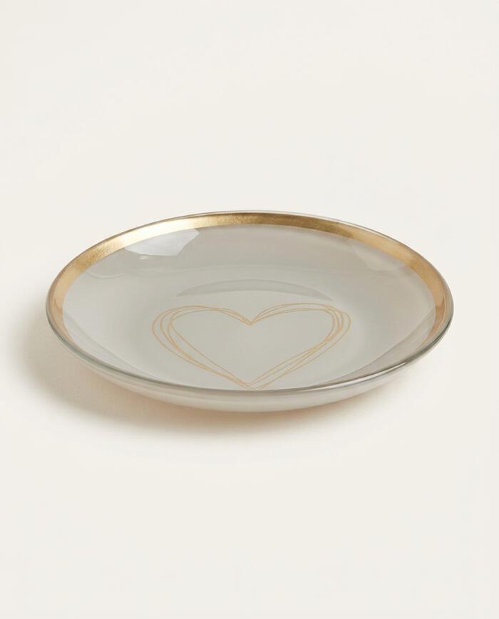 Prato Porta-Objeto Heart Branco e Dourado - 13 cm image number 3