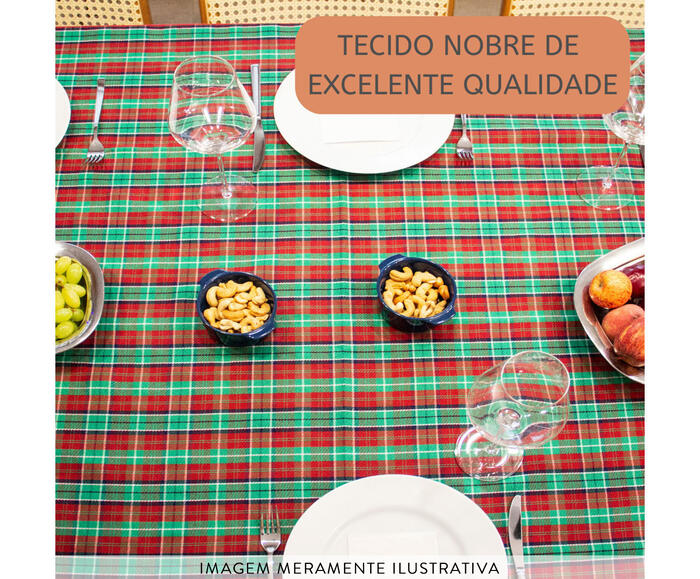Toalha de Mesa Xadrez Verde e Vermelho image number 3