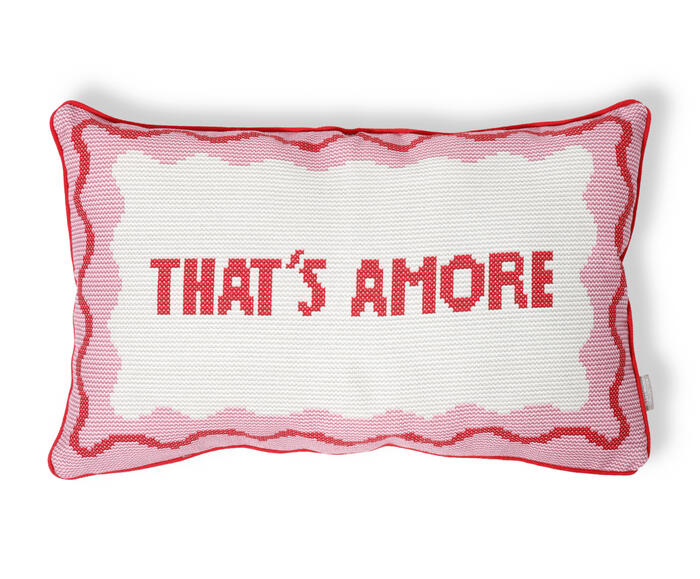 Capa de Almofada Retangular Estampada com Cordon&ecirc; Amore Rosa - image 0