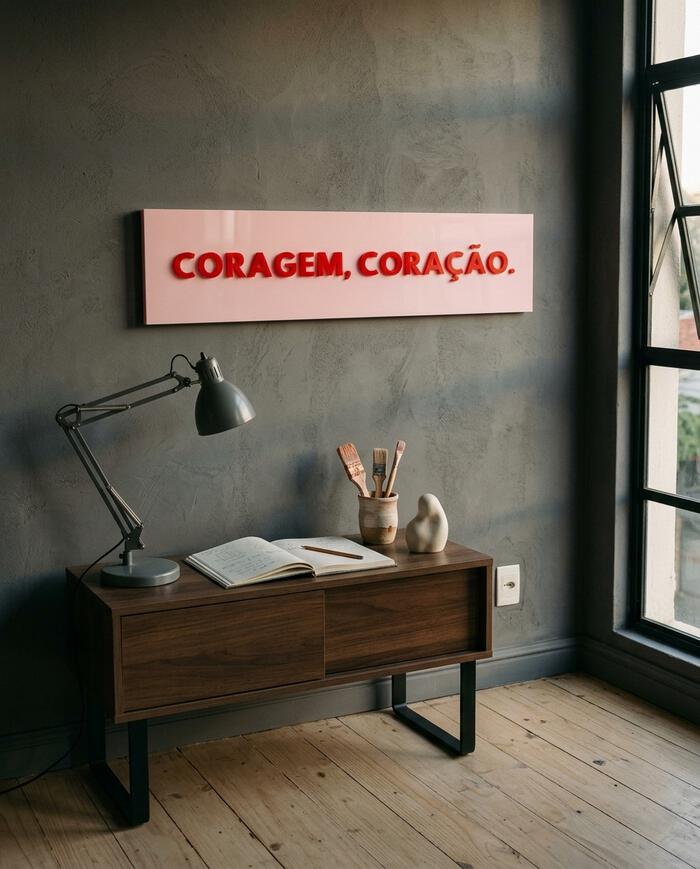 Placa Decorativa em Acr&iacute;lico "Coragem Cora&ccedil;&atilde;o" - image 1