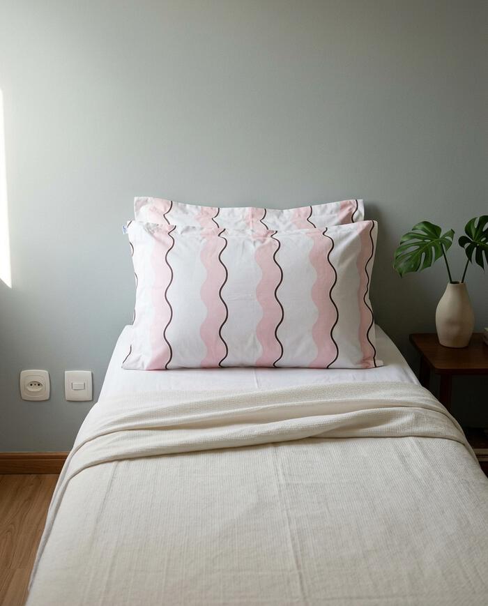 Fronha Percalle Estampada Wave Rose 200 Fios - image 1