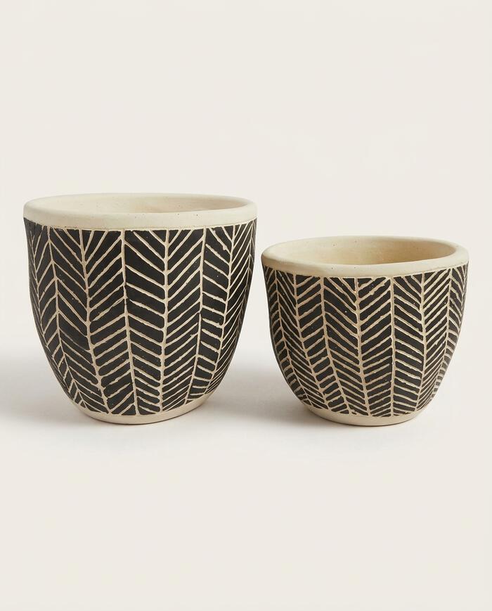 Jogo de Cachepots Callisaya Preto e Branco image number 4