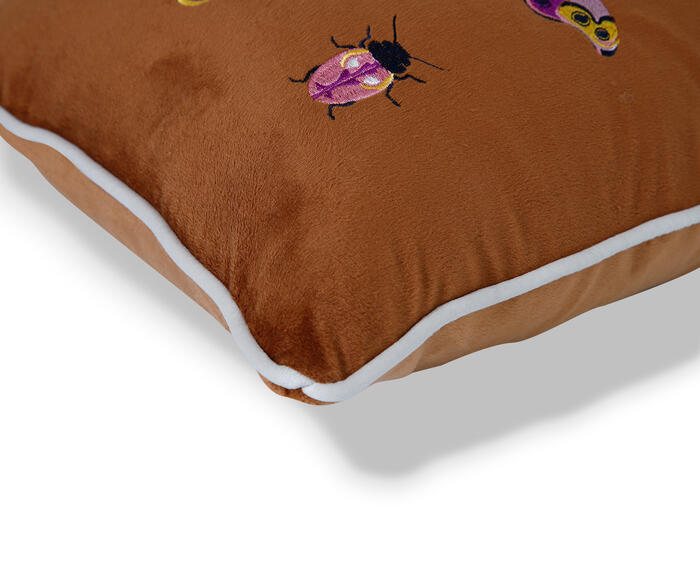 Capa de Almofada Bordada com Vivo Insetos Caramelo image number 6