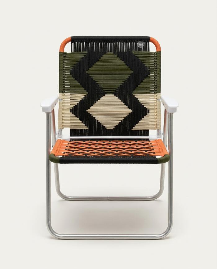 Cadeira de Praia Fixa Nativa Musgo Off-White e Laranja - image 0