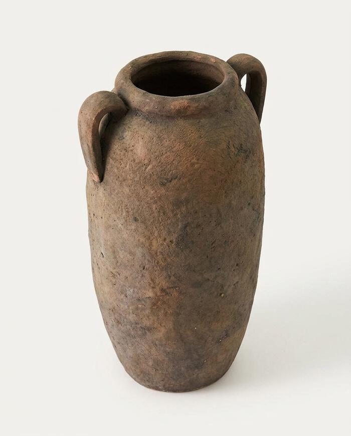 Vaso de Cer&acirc;mica com Superf&iacute;cie Irregular Marrom III image number 3