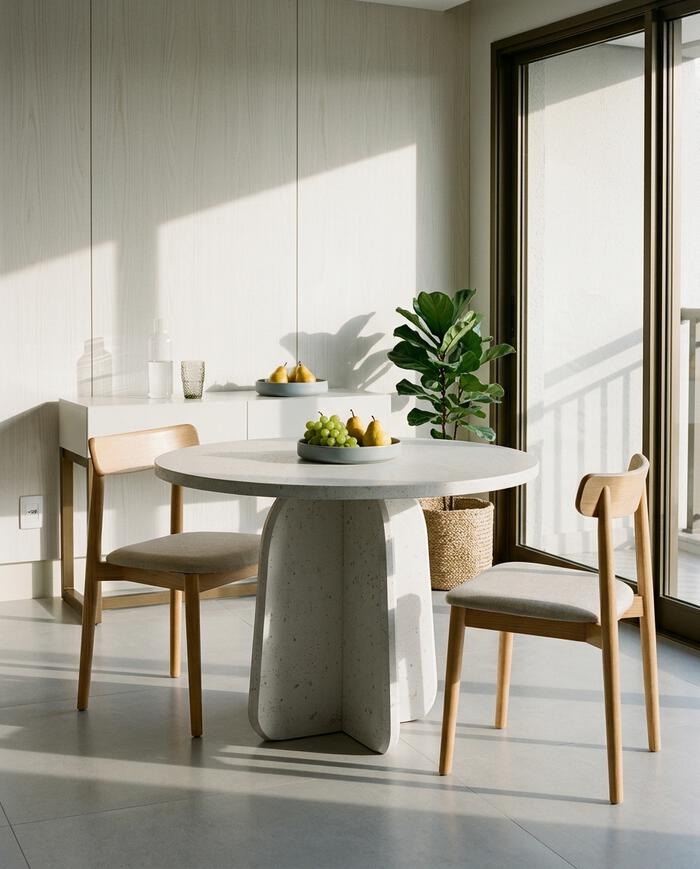 Mesa de Jantar  Quadrante com Tampo C&iacute;rculo Branco - image 1