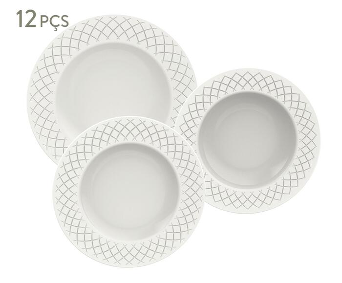 Jogo de Pratos em Porcelana Ingrid Branco - image 0