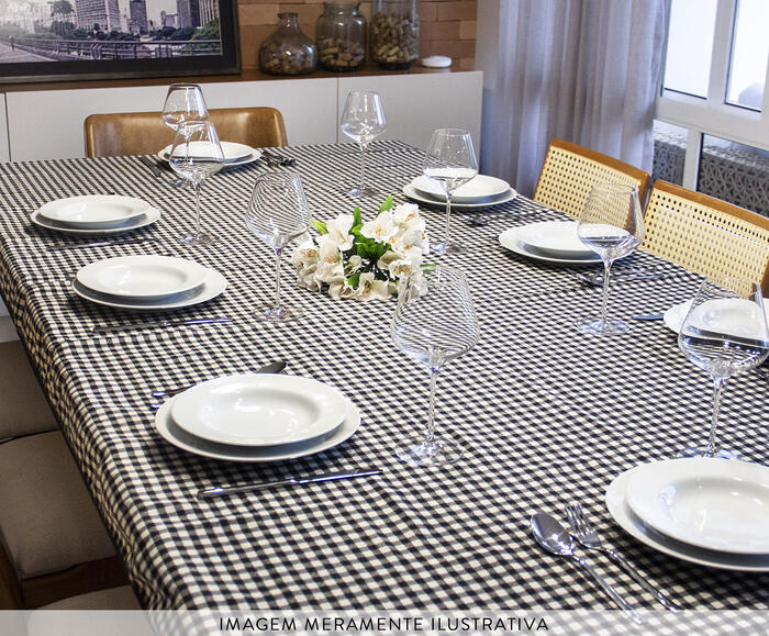 Toalha de Mesa Xadrez Preto e Branco image number 2