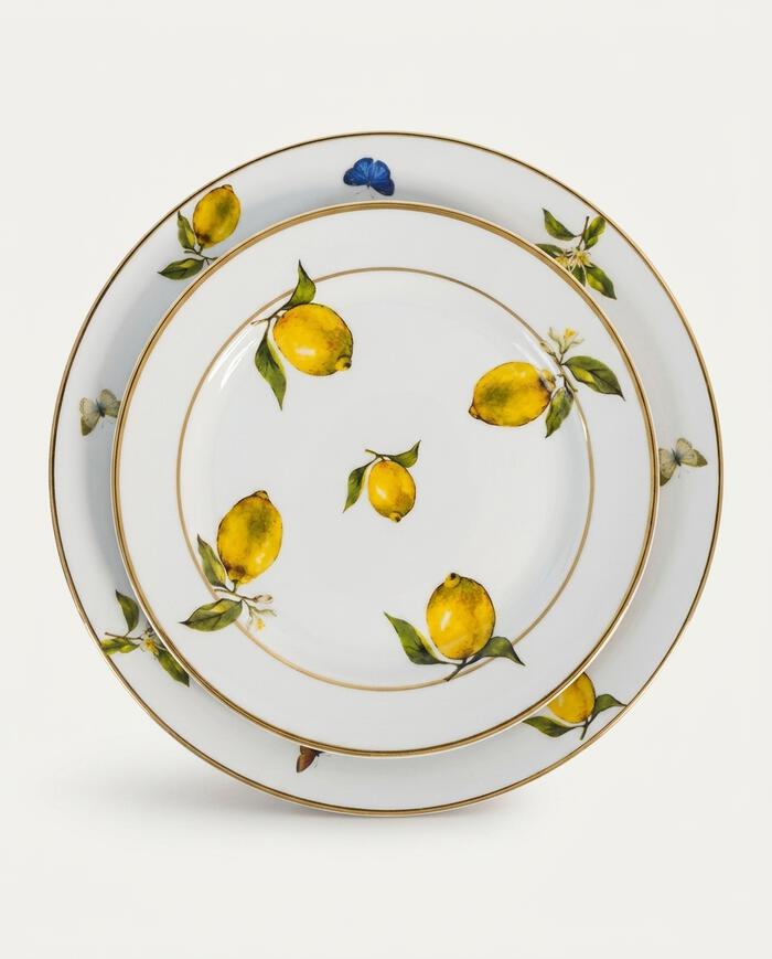 Jogo de Pratos em Porcelana com Filete Duplo em Ouro Sic&iacute;lia image number 3