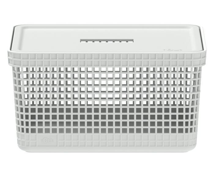 Cesto com Tampa Grid I Branco - image 0