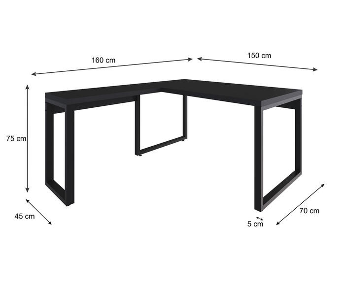 Mesa em L Yon Diretor Preto image number 2