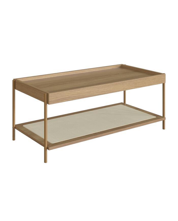 Mesa de Centro Retangular com Prateleira Tela Oslo Hanover e Dourado image number 4