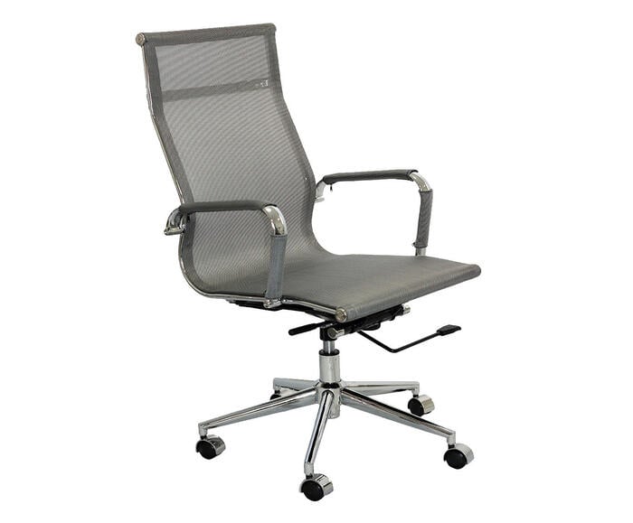 Cadeira com Rod&iacute;zios Alta Office Screen Tela Cinza - image 0