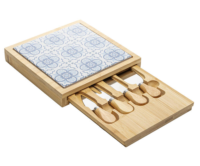 Jogo para Queijo com T&aacute;bua Mosaico Bambu - image 1