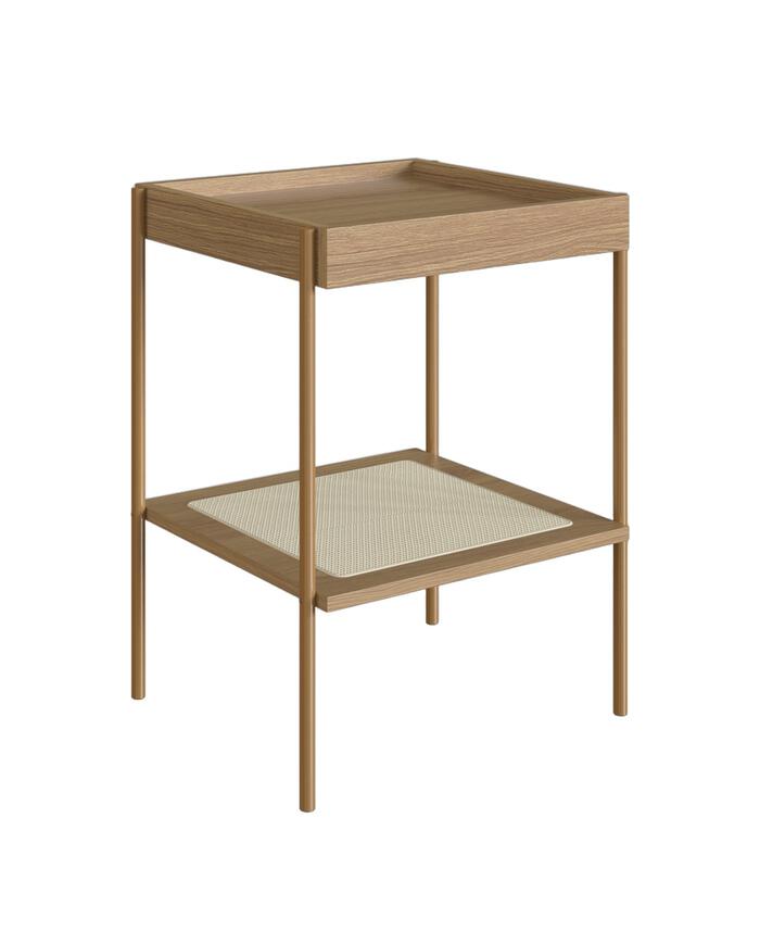 Mesa Lateral Quadrada com Prateleira Tela Oslo Hanover e Dourado image number 4