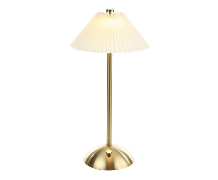 Lumin&aacute;ria de Mesa Pliss Dourado e Branco - image 0