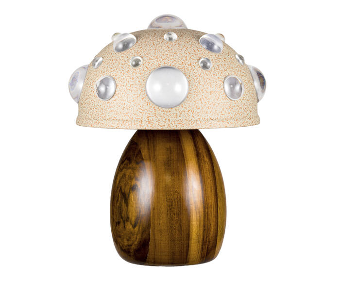 Lumin&aacute;ria Mini Cogumelo Coral e Imbuia image number 1