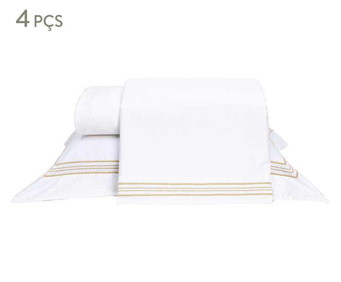 Jogo de cama Sofisticato - Branco/Bege - image 0