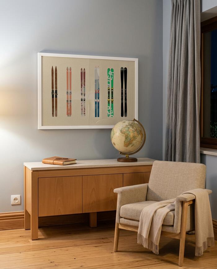 Quadro Skis com Moldura Branca - image 1