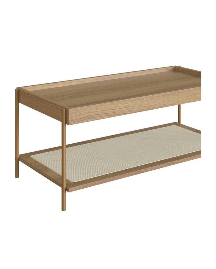 Mesa de Centro Retangular com Prateleira Tela Oslo Hanover e Dourado image number 2